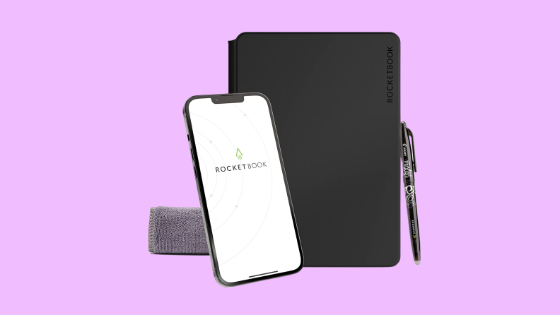 Product image of the Rocketbook Pro Smart Notebook on a Reviewed background.
