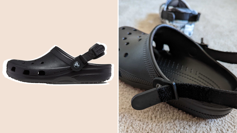 Product shots of the black Classic Adjustable Slip Resistant Clog.