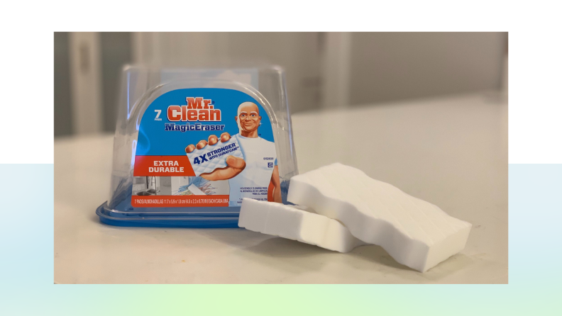 Mr Clean magic erasers on background