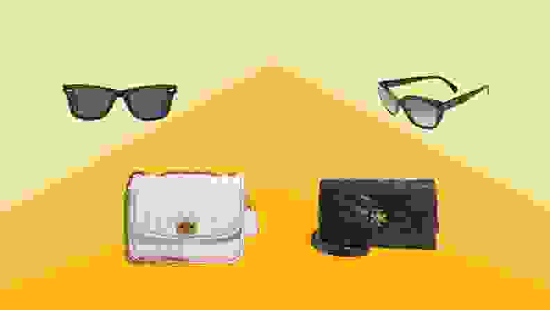 Various accessories on yellow background