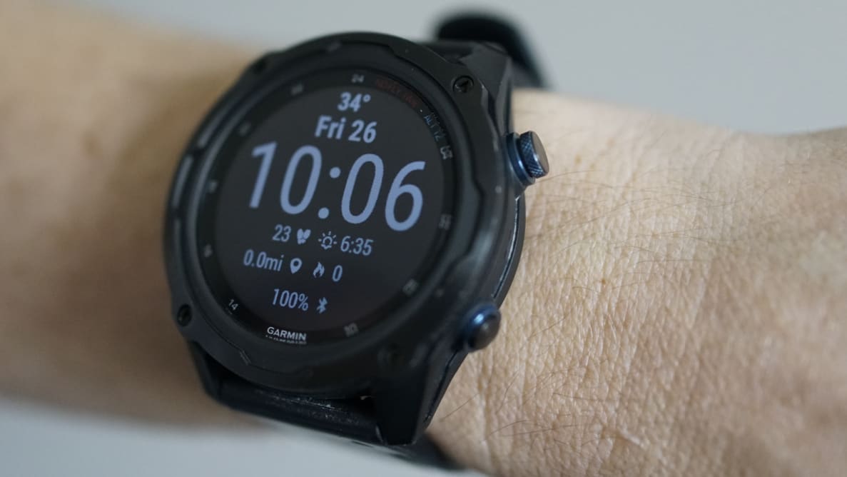 Person wearing the Garmin Descent Mk2i smart watch on wrist.