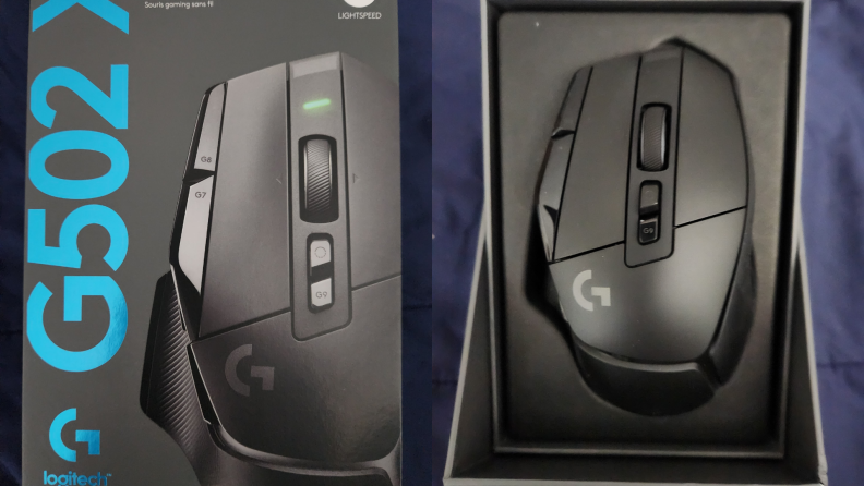 Logitech G502 X Plus and G502 X Lightspeed gaming mouses side by side.