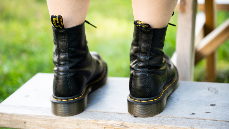 Photo of the back of Doc Martens boots.