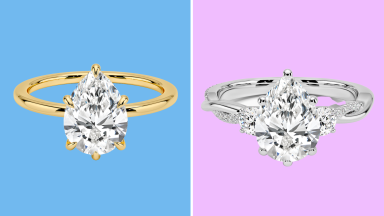 2 diamond rings in white and yellow gold