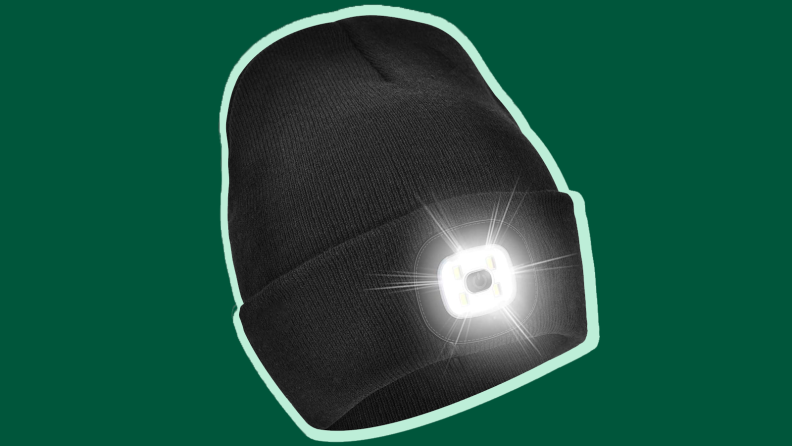 Hat with light on a green background
