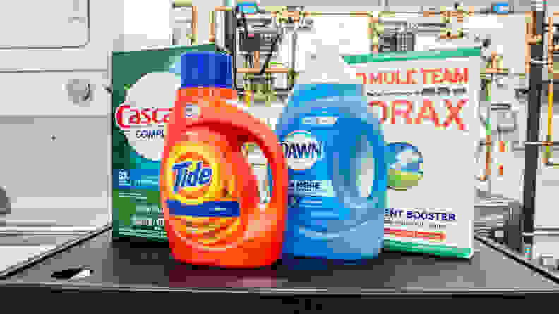 You can find smaller versions of your favorite name-brand cleaning supplies at the dollar store.