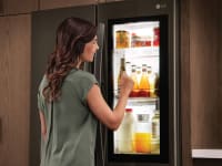 You can knock on this LG fridge to see what's inside it.