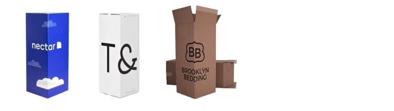 the nectar, Tuft & Needle, and Brooklyn bedding mattresses in boxes