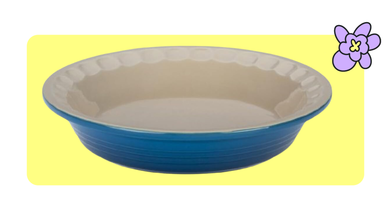 Le Creuset blue and cream Stoneware Pie Dish