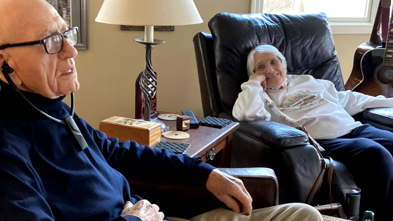 Frank and Joyce in their chairs