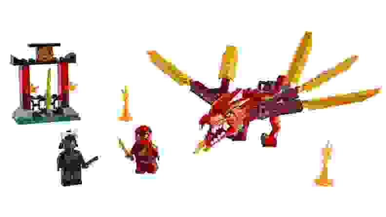 A dragon set for younger builders. This one is red and comes with a Kai and a Garmadon minifigure