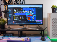 A monitor with Twitch on it