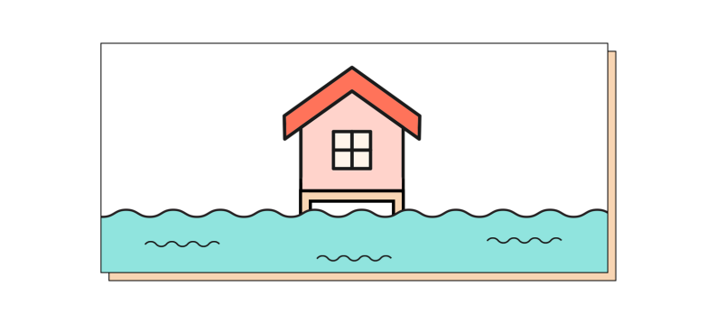 Infographic of a house in coastal floodwaters.
