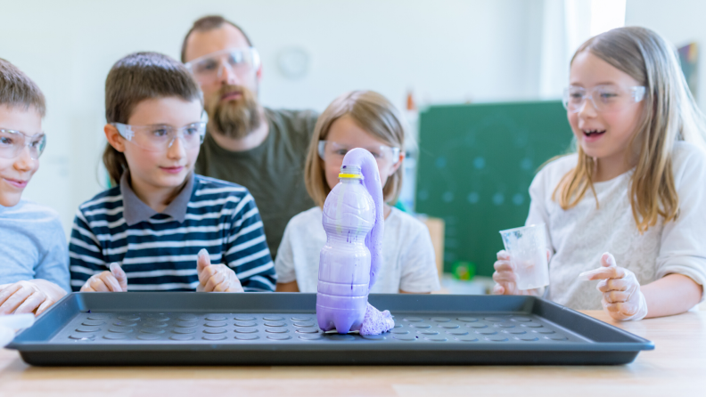 Kids creating foam