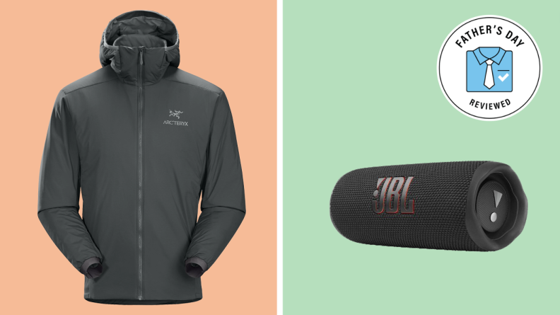 Arc'teryx hoodie and JBL speaker