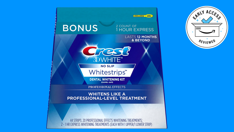 Crest Whitestrips on a blue background