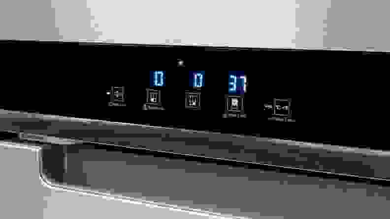 A close-up of the fridge's control panel, showing the temperature settings for its two freezer compartments as well as its main fridge compartment.