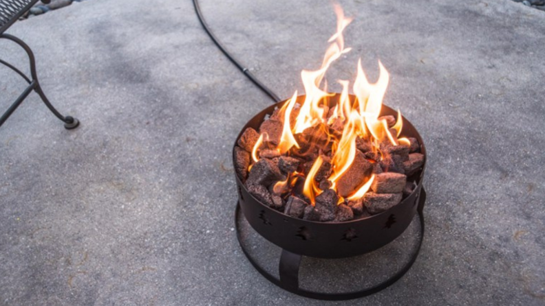 A portable fire pit.