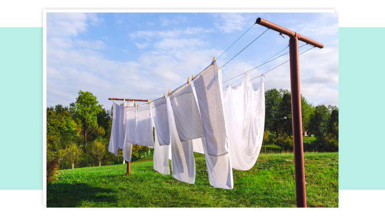 Clothes drying outside on a clothes line