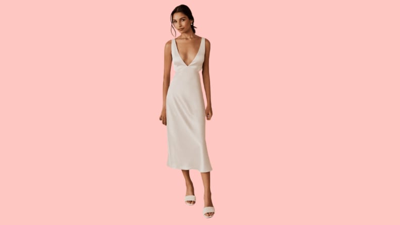 sleeveless midi white dress