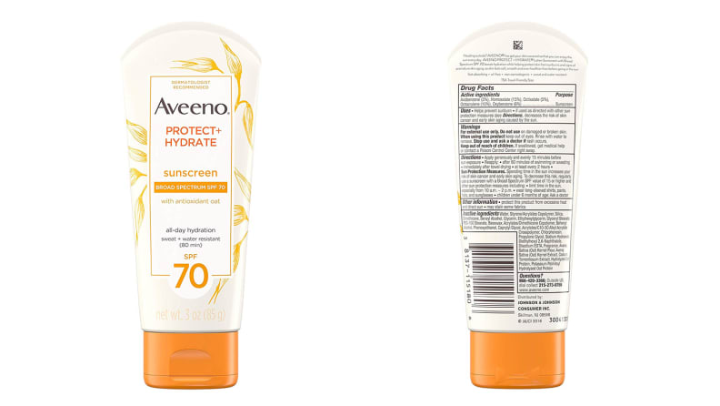A photo of the Aveeno Protect + Hydrate Sunscreen Broad Spectrum SPF 70.