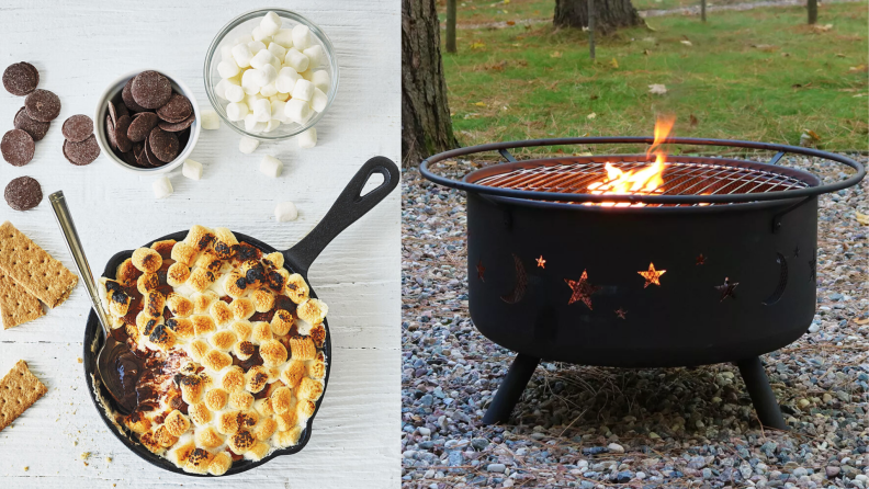S'mores roasting skillet and outdoor fire pit