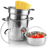 AVACRAFT 1810 Stainless Steel, 4 Piece Pasta Pot with Strainer Insert, Stock Pot with Steamer Basket and Pasta Pot Insert, Pasta