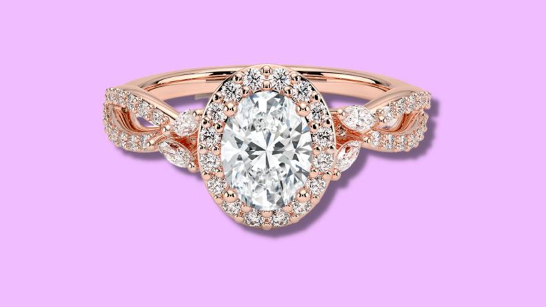 Diamond ring in rose gold setting