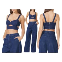 Product image of The Lavera Cutout Denim Corset Crop Top