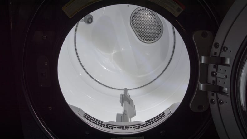 The drum is spacious, white, and brightly lit