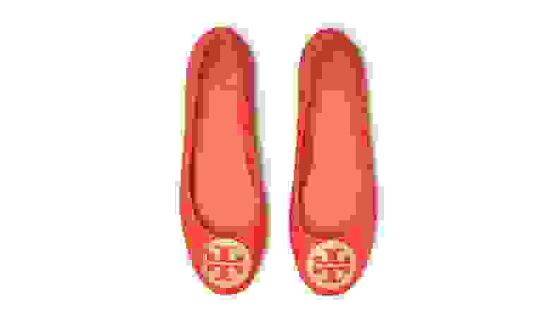 red shoes by Tory Burch