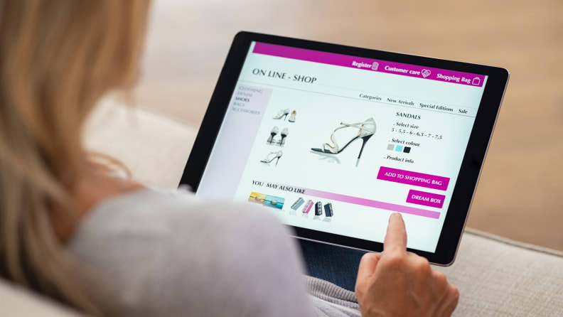 Woman buying shoes online