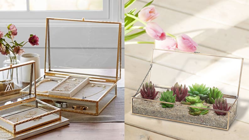 Gold and glass jewelry boxes