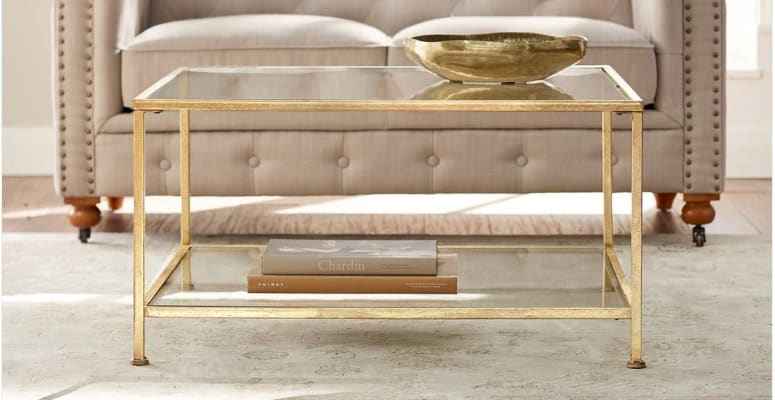 A Bella aged glass square coffee table