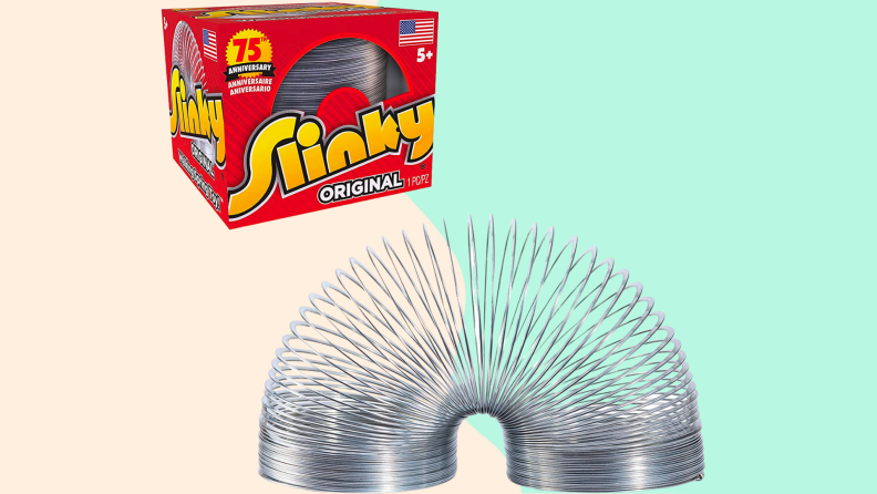 Close up of a Slinky toy.