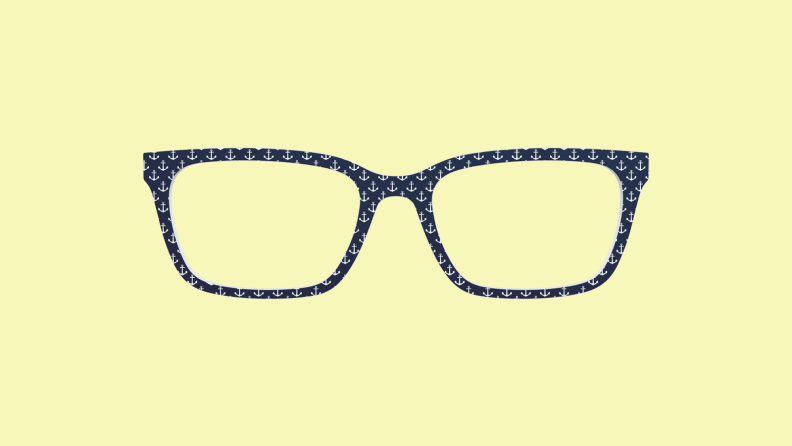 top of glasses on yellow background