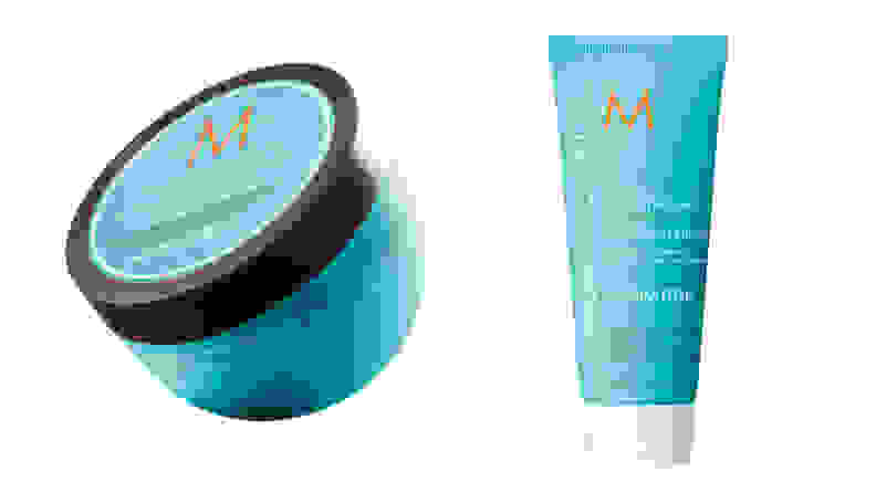 A jar and a bottle of Moroccanoil Intense Hydrating Mask