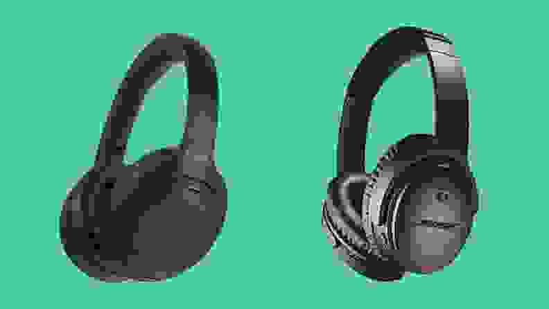 Two sony and bose headsets.