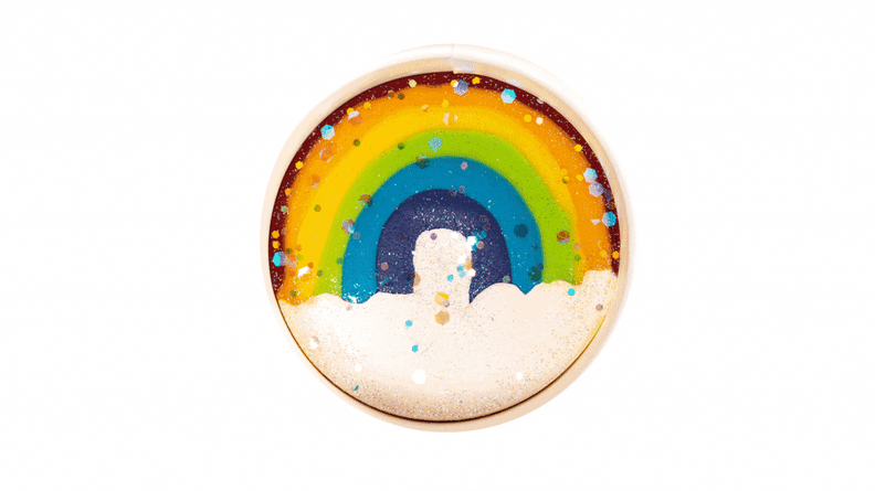 Rainbow play dough with compostable glitter