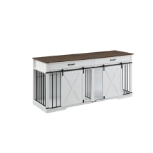 Product image of White Barn Door Large Dog Crate Furniture With 2 Drawers And Divider