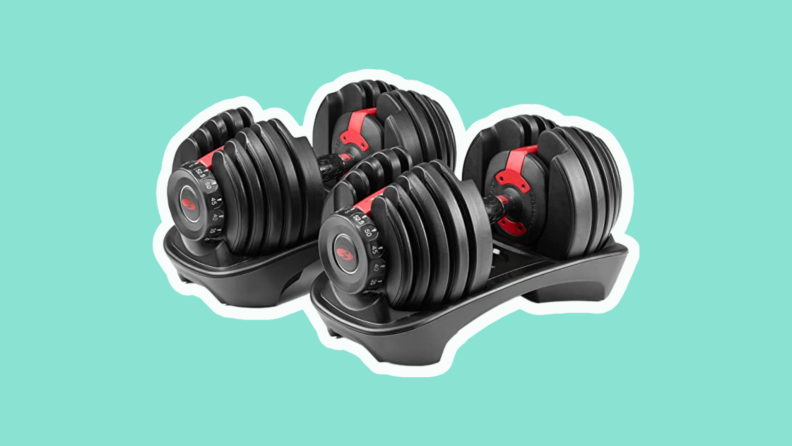 black adjustable dumbbell set