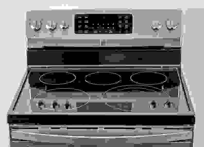 The rangetop is comprised of five burners and offers a great deal of versatility.