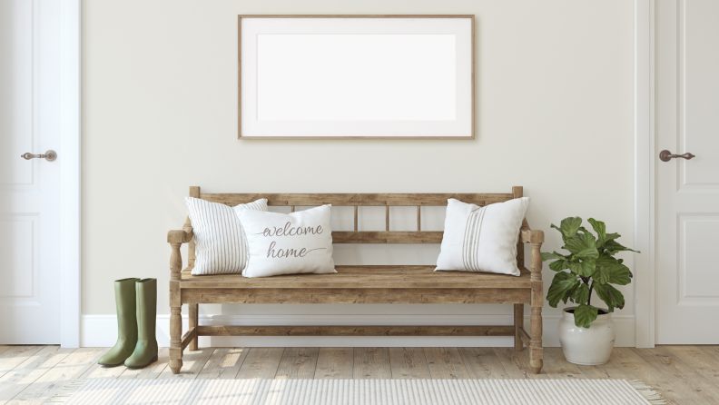 A clean and minimalist farmhouse entryway.