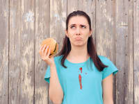girl with stain on shirt