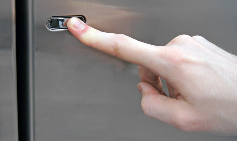 To open the LG LSC22991ST's door-in-door section, simply push this button and the compartment will swing open.