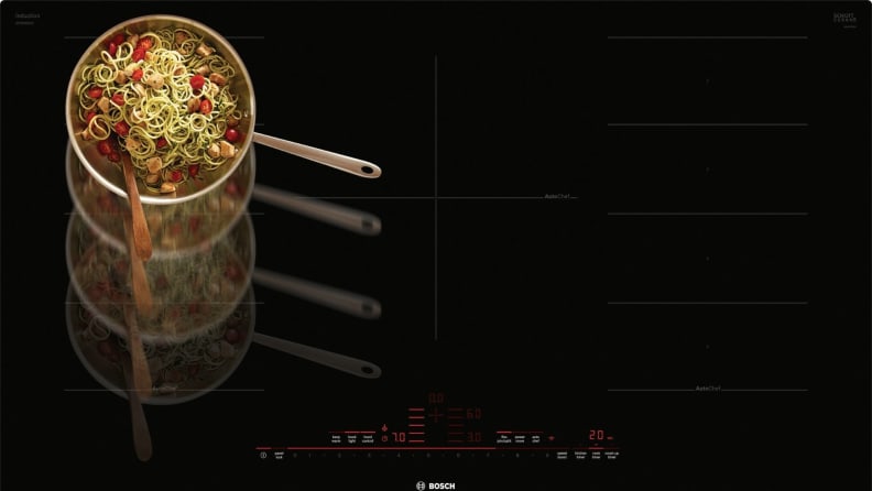 A close-up photo of an induction cooktop.