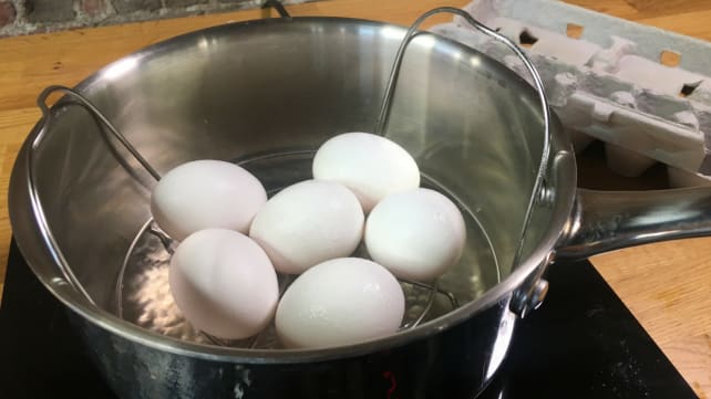 Steaming Eggs in Basket