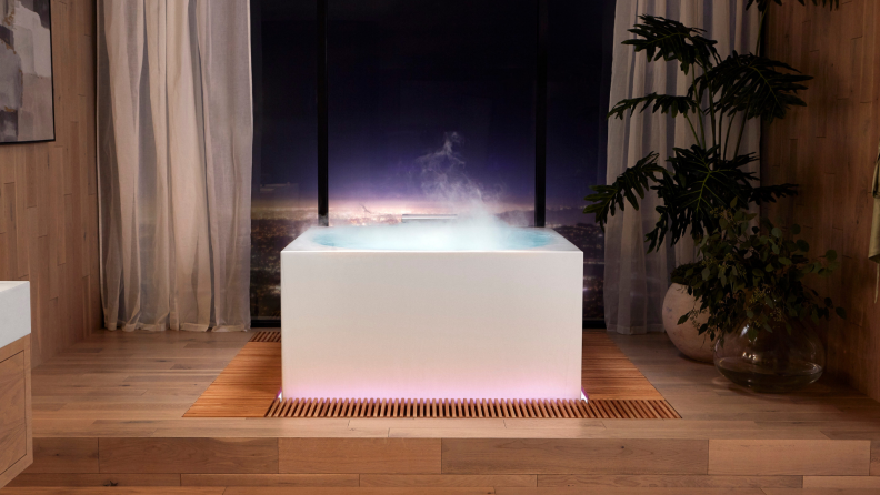 A free-standing tub in a spa.