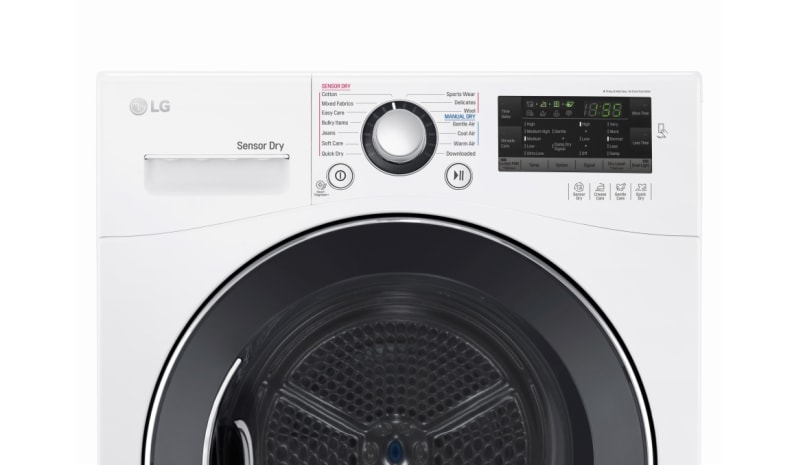 A LG DLEC888W compact ventless dryer