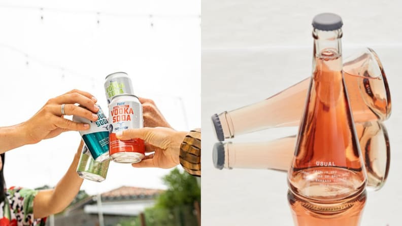 Cutwater Spirits canned cocktails and Usual's brut sparkling rosé individual, glass bottled servings are picnic ready.